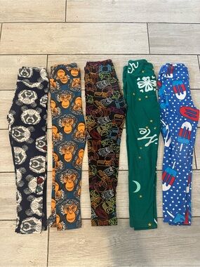 5 pair of Kids Printed lularoe Leggings - fit size 12 months to 7 years old!